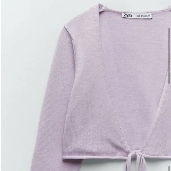 NWT ZARA L lilac wrap sweater top - Picture 3 of 5